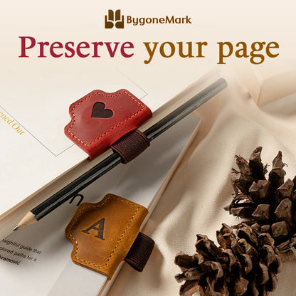 BygoneMark - Personalized Magnetic Leather Pen Holder Bookmark