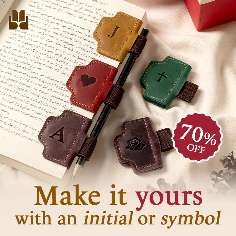 BygoneMark - Personalized Magnetic Leather Pen Holder Bookmark