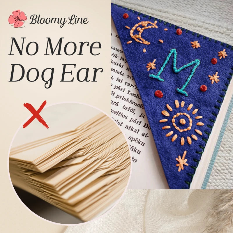 Bloomy Line - Personalized Hand Embroidered Corner Bookmark