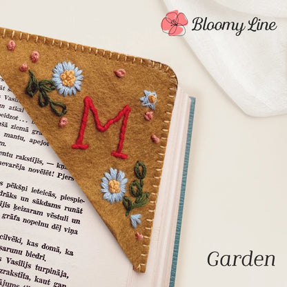 Bloomy Line - Personalized Hand Embroidered Corner Bookmark