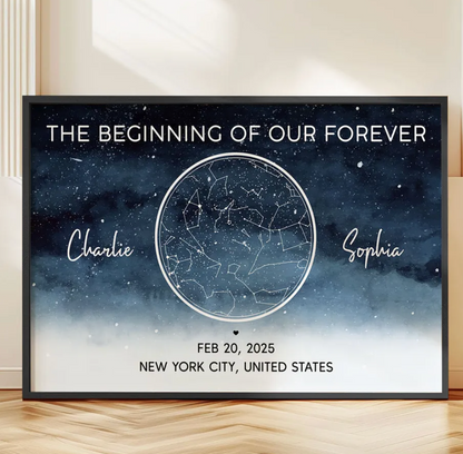 Starry Night Eternal Love Couple Custom Star Map Anniversary Date Personalized Poster| Anniversary Gift, Wedding Gift For Couple