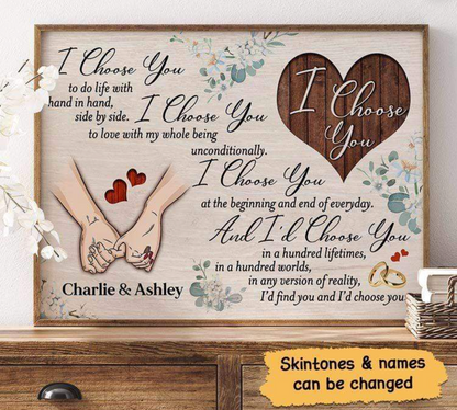 I Choose You Hand In Hand Couple Personalized Horizontal Poster