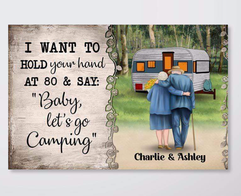 Camping Old Couple Personalized Horizontal Poster