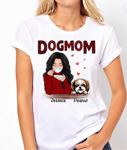 Dog Mom Red Patterned Personalized Shirt