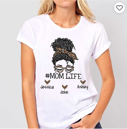 Mom Life Messy Bun Personalized Shirt