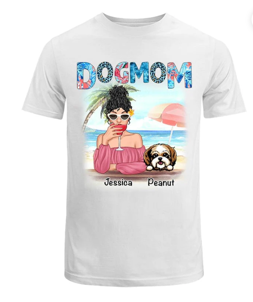 Dog Mom Summer Patterned Personalized Shirt