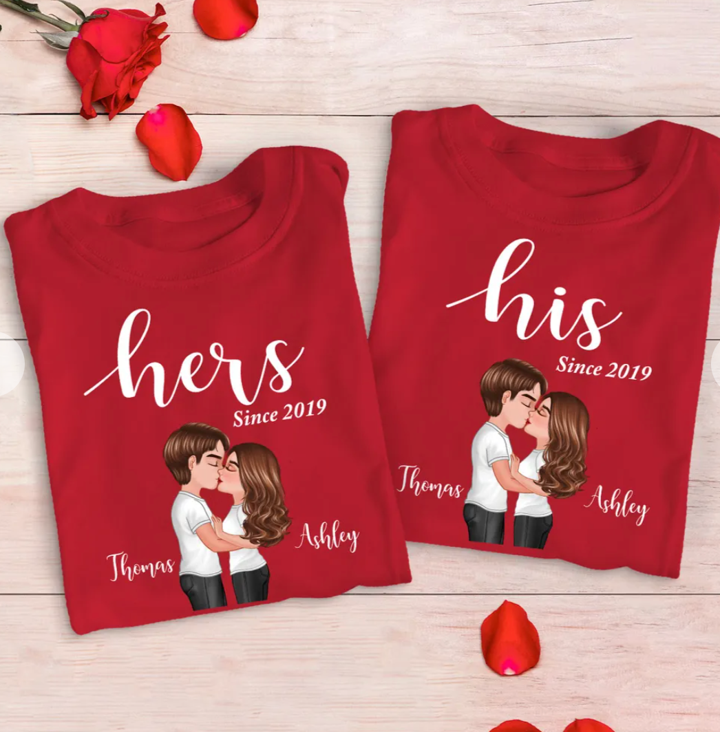 Couple His Her Valentine‘s Day Personalized Matching Shirts [Set of 2 Shirts]