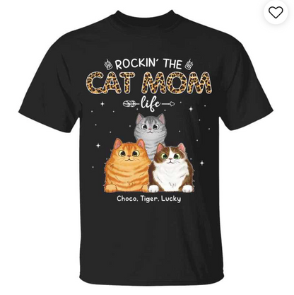 Cat Mom Peeking Fluffy Cats Leopard Personalized Shirt