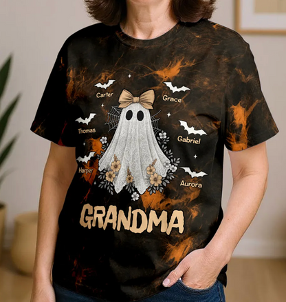 Halloween Faux Lace Pattern Boo Grandma Personalized Shirt