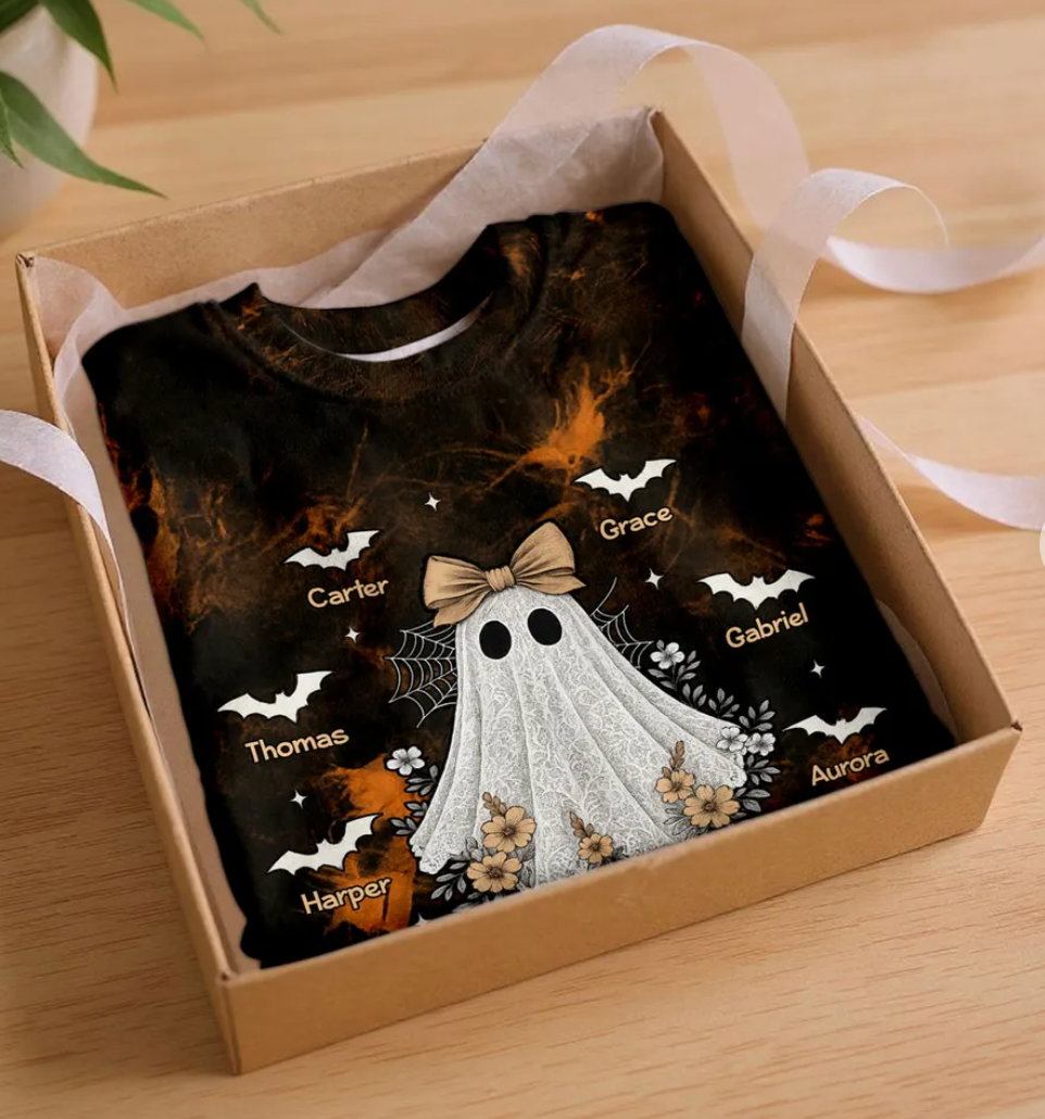 Halloween Faux Lace Pattern Boo Grandma Personalized Shirt