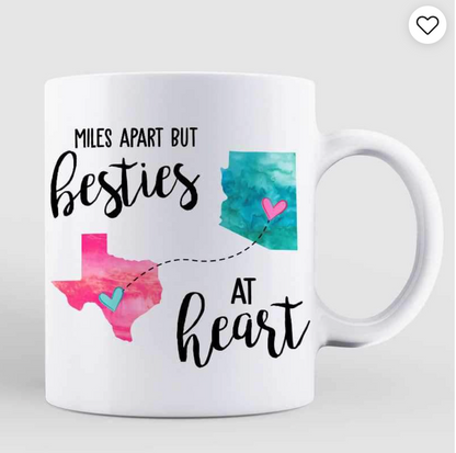 Long Distance Modern Girls Besties Front View Gift For Besties Sisters Siblings Personalized Mug