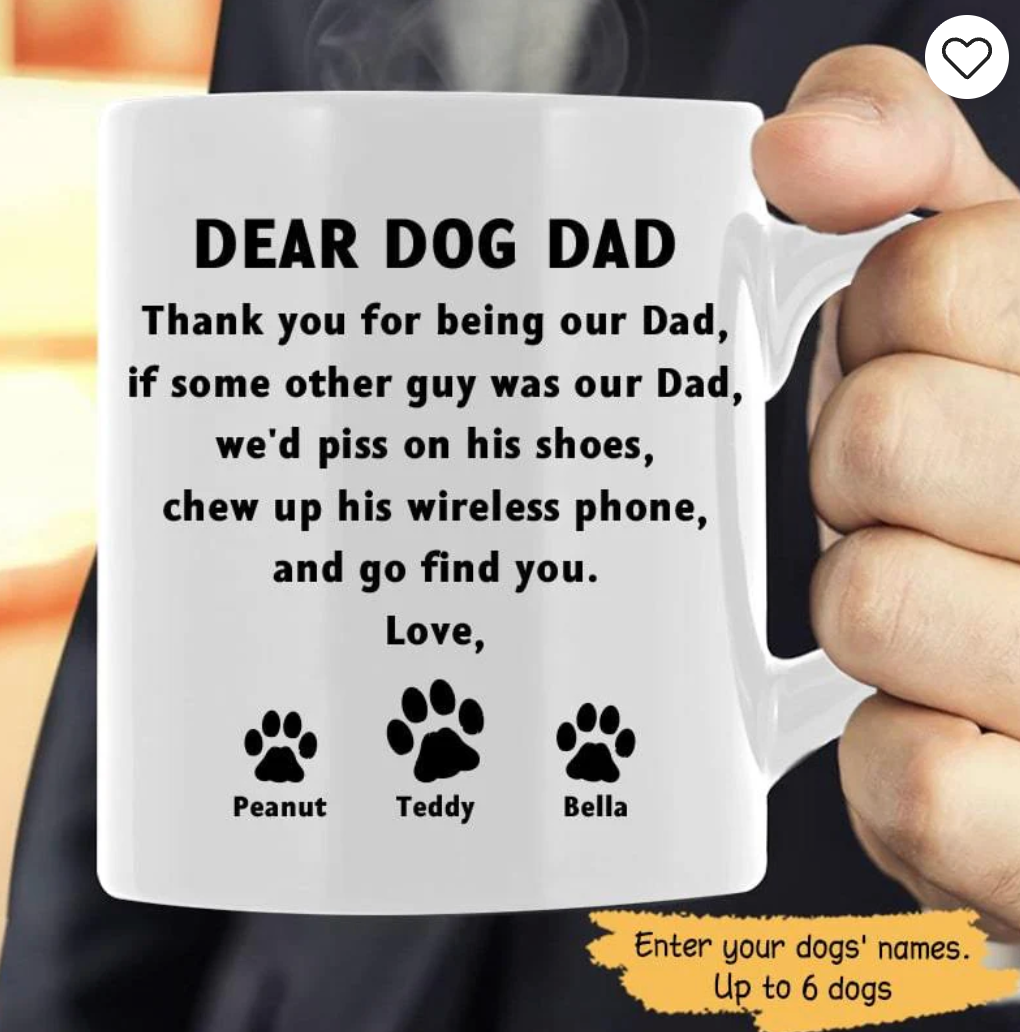 Dear Dog Dad Naughty Dog With Paw Personalized Dog Dad Coffee Mug